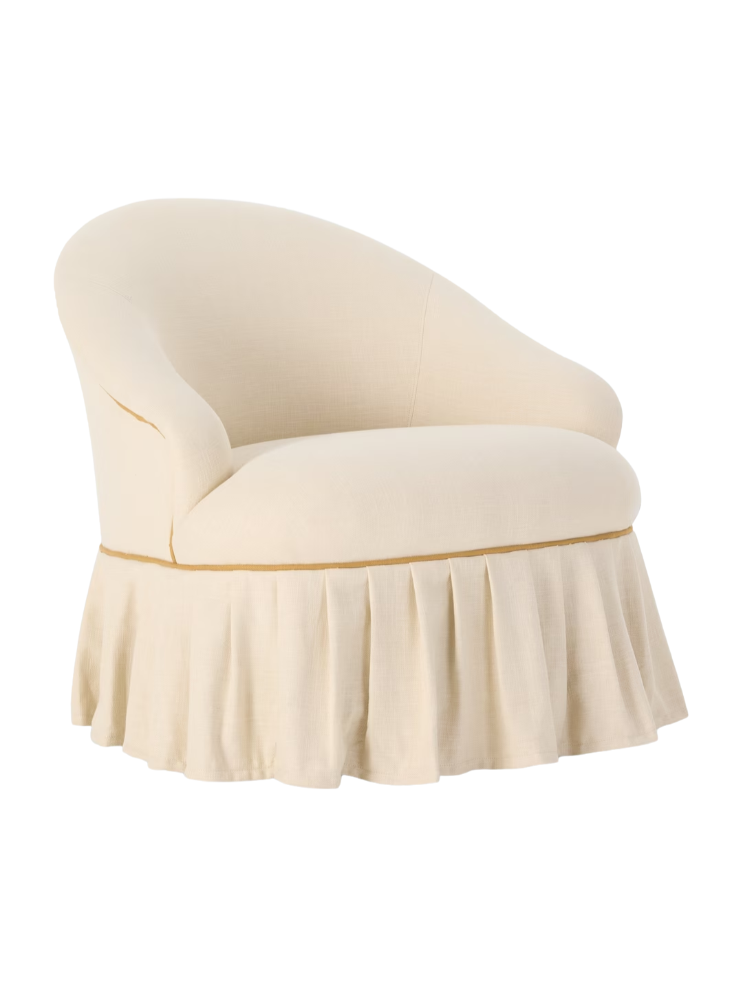 a white skirted accent chair