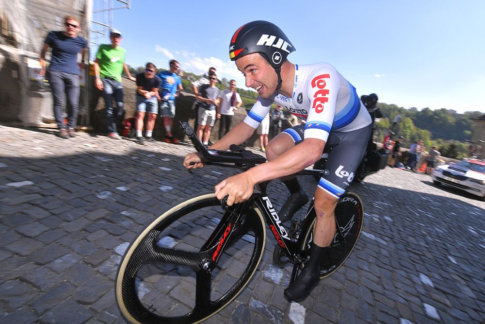 Victor Campenaerts of Belgium and Team Lotto Soudal European Champion Jersey