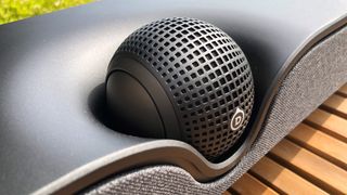 Devialet Dione soundbar: Close up of 'golf ball' center speaker 