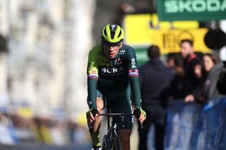 NICE FRANCE MARCH 10 Primoz Roglic of Slovenia and Team BORA hansgrohe crosses the finish line during the 82nd Paris Nice 2024 Stage 8 a 1093km stage from Nice to Nice UCIWT on March 10 2024 in Nice France Photo by Alex BroadwayGetty Images