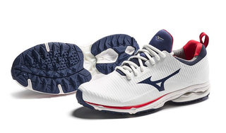 The shoe and outsole of the Mizuno Wave Cadence Spikeless golf shoe