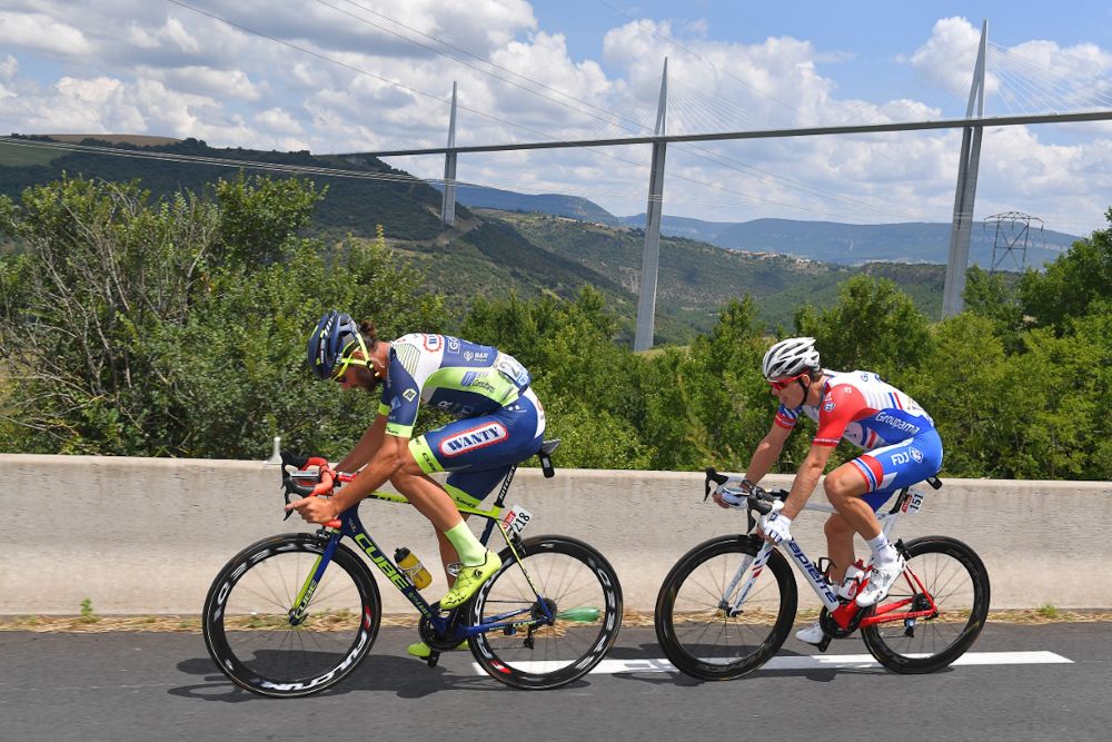 Guillaume Van Keirsbulck (Wanty Groupe Gobert) and Arnaud Demare (Groupama-FDJ)
