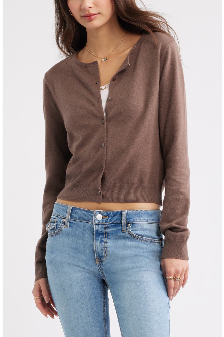 BP. Crewneck Cotton Blend Cardigan