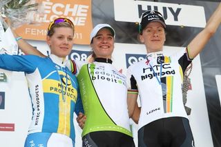 Emma Johansson (Hitec Products), Marianne Vos (Nederland Bloeit) and Judith Arndt (HTC-HighRoad) on the podium