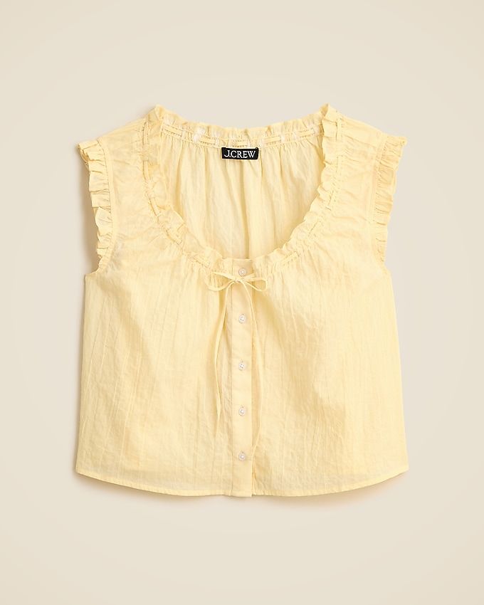 Ruffle-Trim Button-Up Top