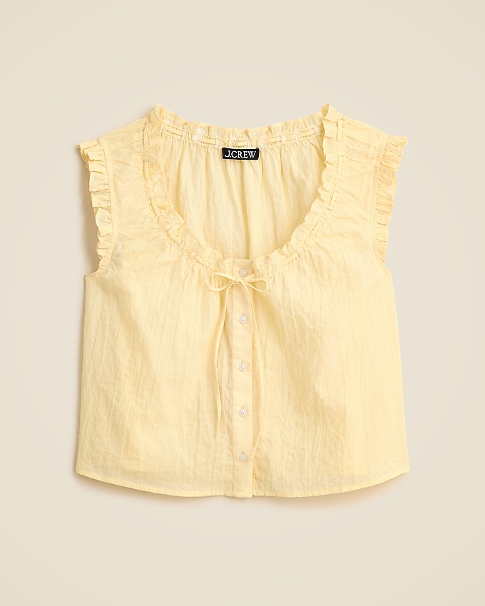 Ruffle-Trim Button-Up Top