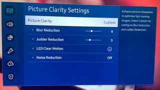 The picture settings menu of the Samsung QN900C