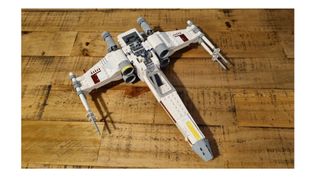 Lego Star Wars X-Wing review: Image shows the built set from an aerial view.