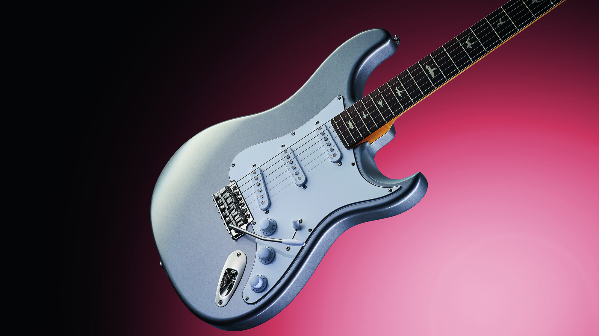 A PRS John Mayer Silver Sky electric guitar,taken on March 13,2018.