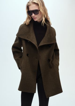 Midi Wool Coat With Wraparound Collar - Women | Mango Usa