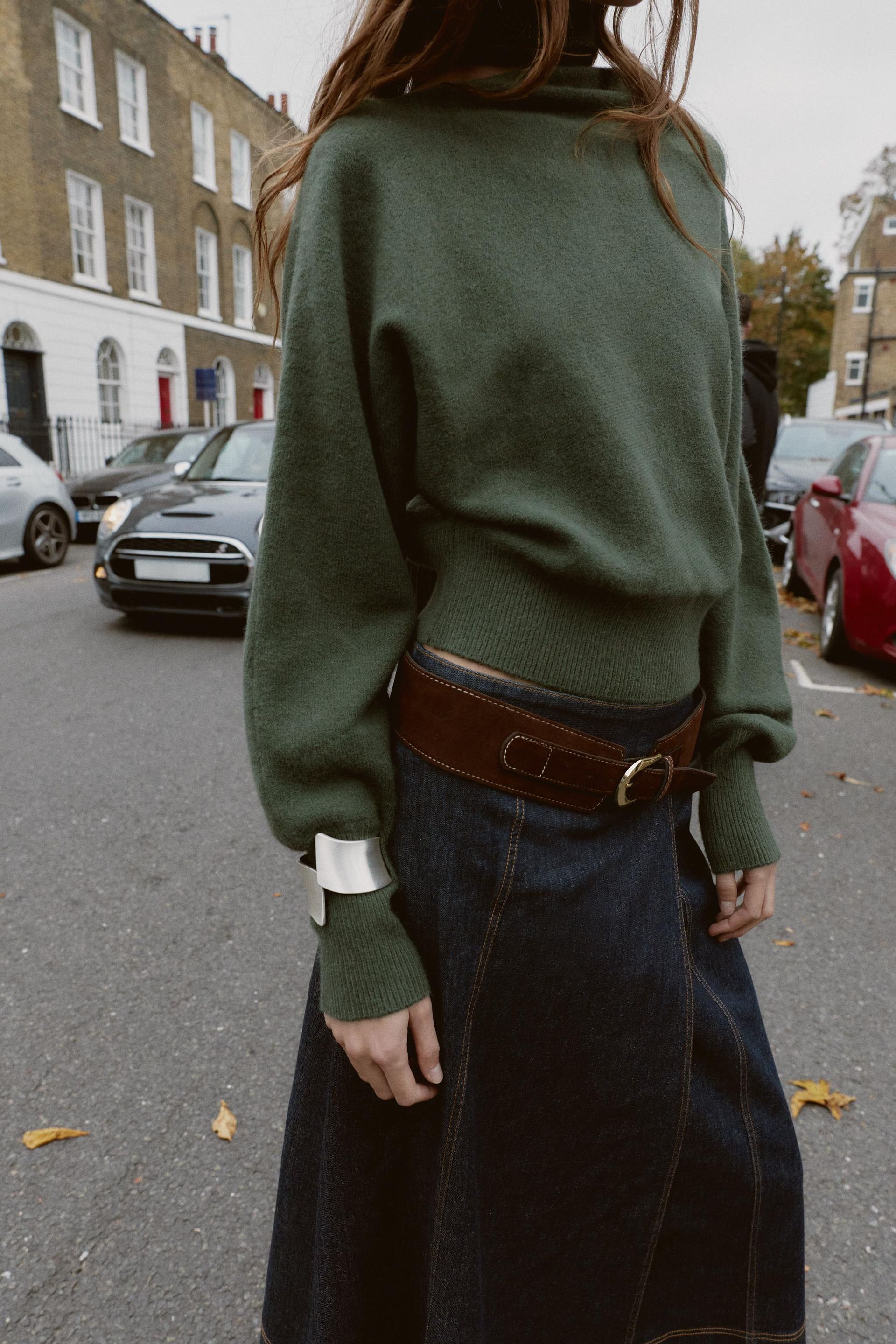 Asymmetric Knit Jumper With Cuff Bracelet