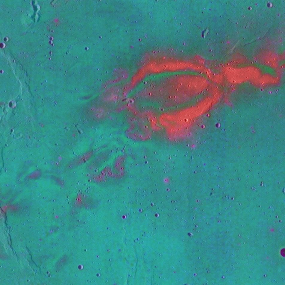 The swirls of Reiner Gamma in the moon&#039;s Oceanus Procellarum, shown in enhanced color from the NASA Lunar Reconnaissance Orbiter&#039;s Wide Angle Camera.