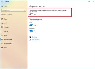 Windows 10 disable Airplane mode via Settings