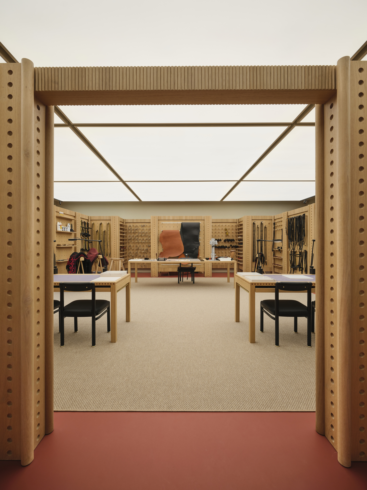 timber-clad equestrian workshop