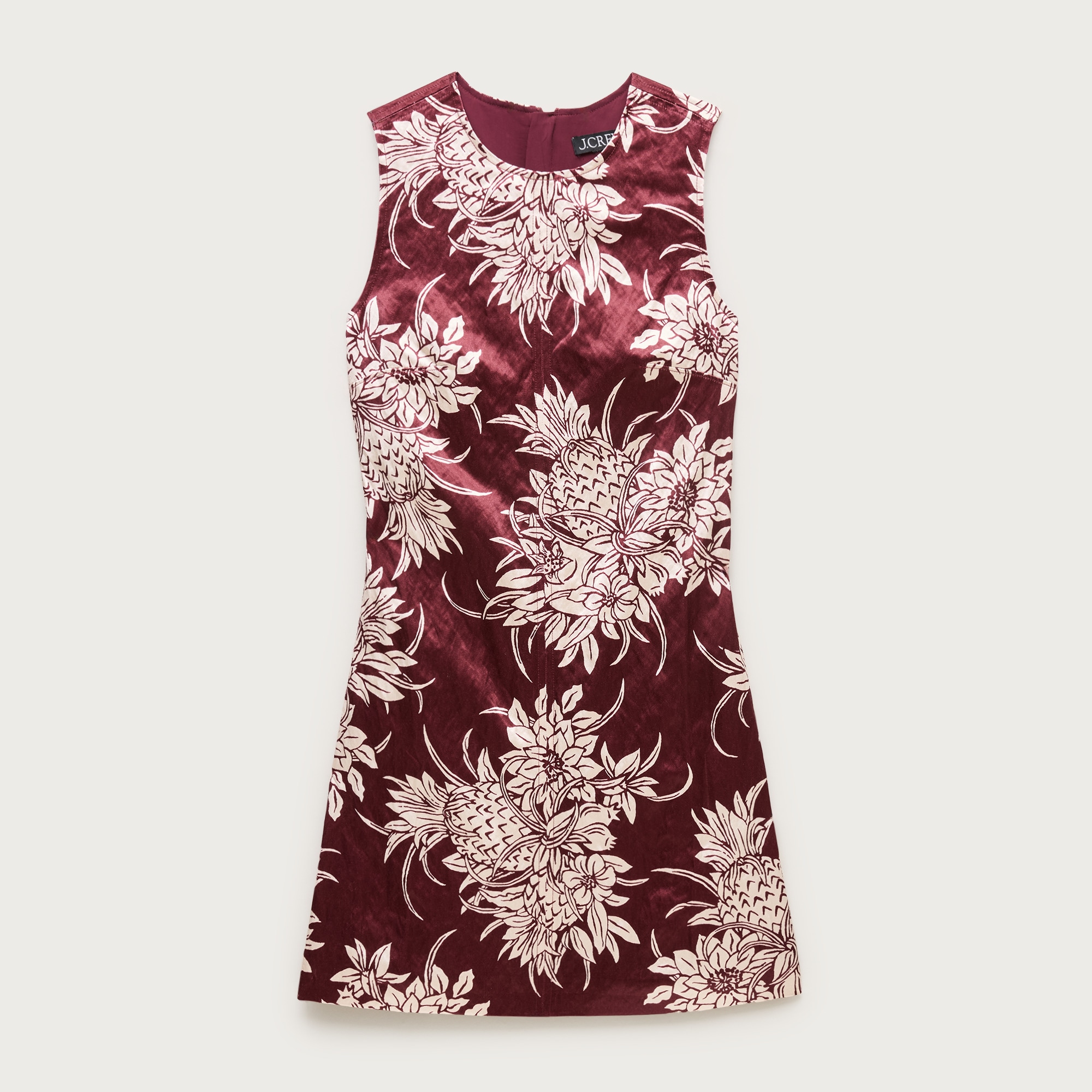 Mini Shift Dress in Pineapple Garden&amp;ndash;print Memory Satin