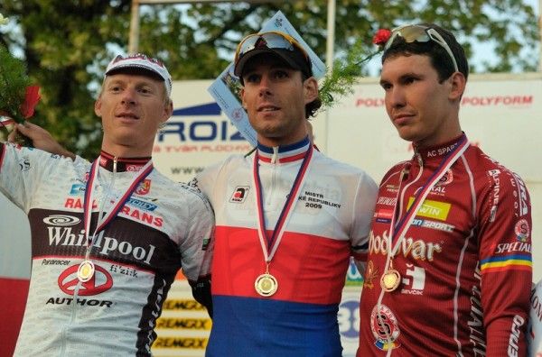 Czech podium: Stanislav Kozubek (Psk Whirlpool - Author), Franti&scaron;ek Rabon (Team Columbia) and Tom&aacute;&scaron; Okrouhlick&yacute; (Ac Sparta Praha).