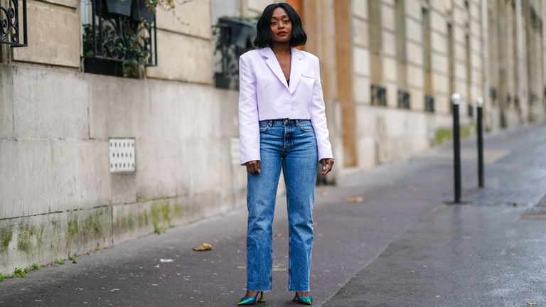 street style model wearing jeans