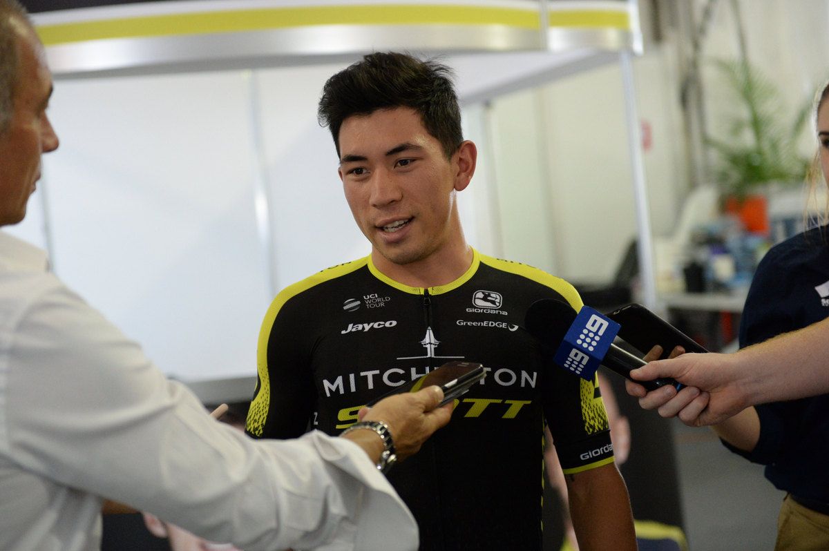 Caleb Ewan with the press
