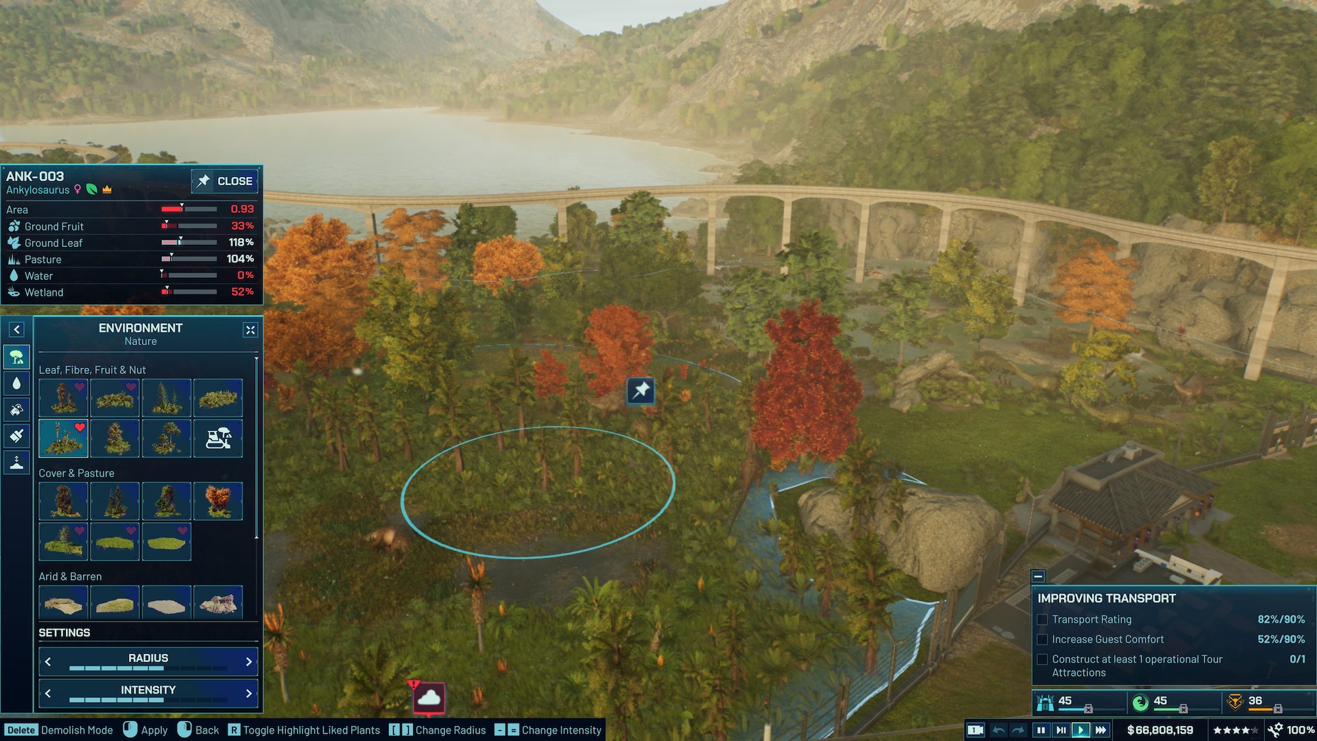 The Environment Brush settings in Jurassic World Evolution 3.
