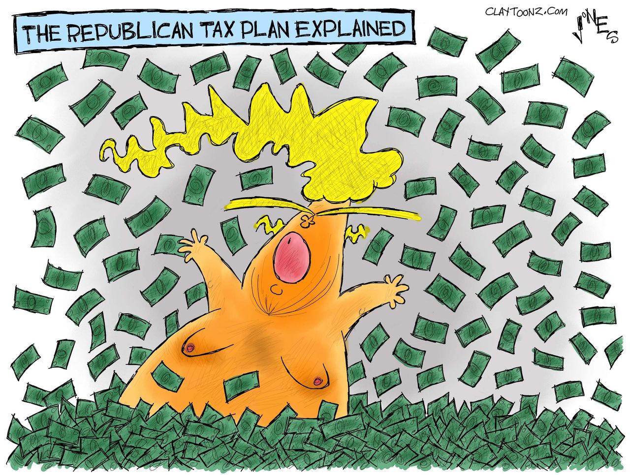 Political cartoon U.S. Trump GOP tax plan