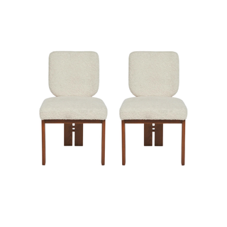 Two boucle dining chairs