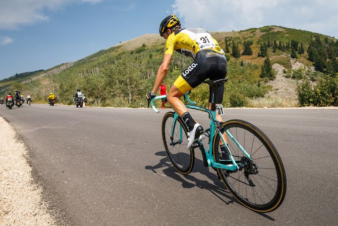 Sepp Kuss (LottoNL-Jumbo) on the way to his win on stage 6 of the 2018 Tour of Utah