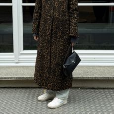 Leopard coat and sneaker outfit