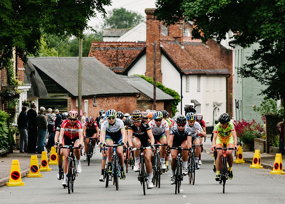 The peloton across the road at the Women's Tour