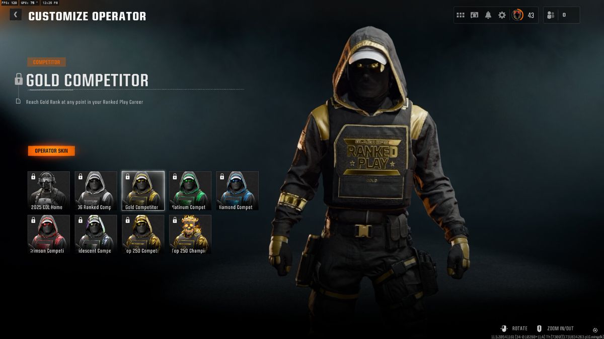 The operator rewards available in ranked play in Call of Duty: Black Ops 6