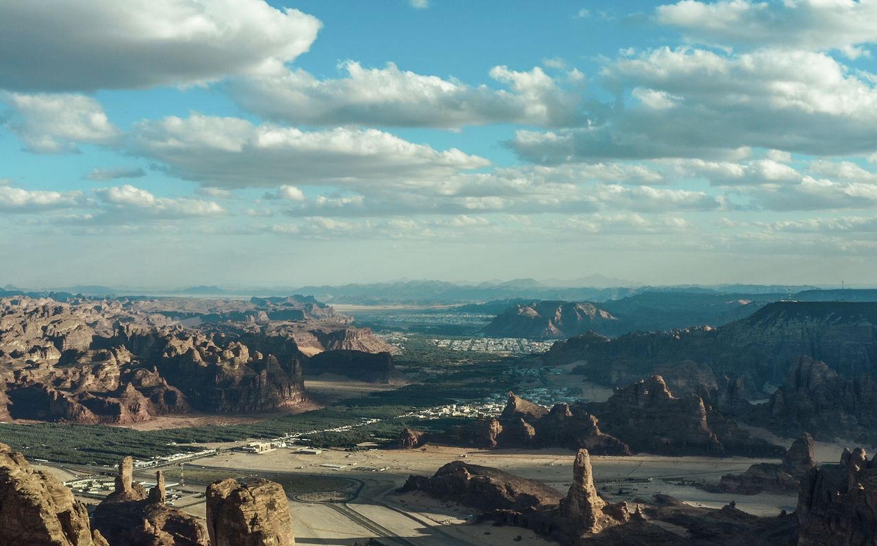 Sky view of the oasis in saudi arabia where two new AlUla museums are being planned