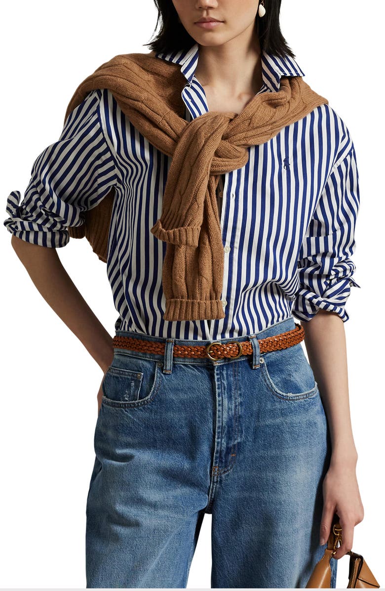 Stripe Relaxed Fit Cotton Button-Up Shirt
