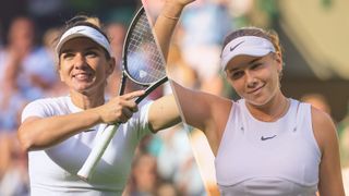 Simona Halep and Amanda Anisimova at Wimbledon