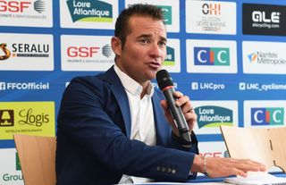 Former pro rider Thomas Voeckler is unveiled as the new French national team manager at a press conference in June 2019