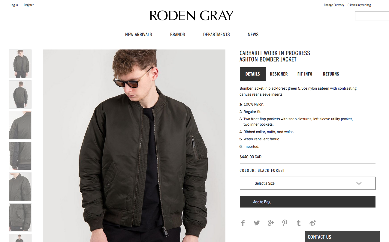 Stylist store Roden Gray offers live chat, but unobtrusively