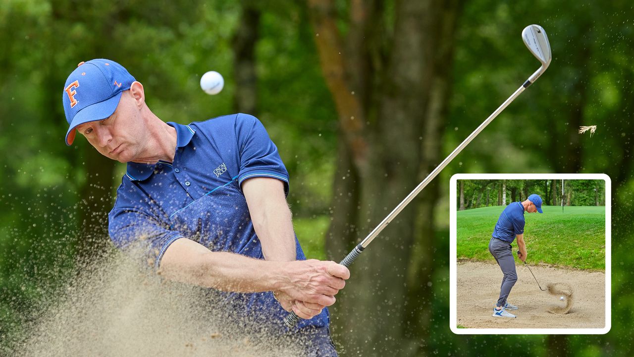 Golf Monthly Top 50 Coach Ged Walters hitting a bunker shot