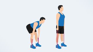 an illo of a man doing a resistance band deadlift