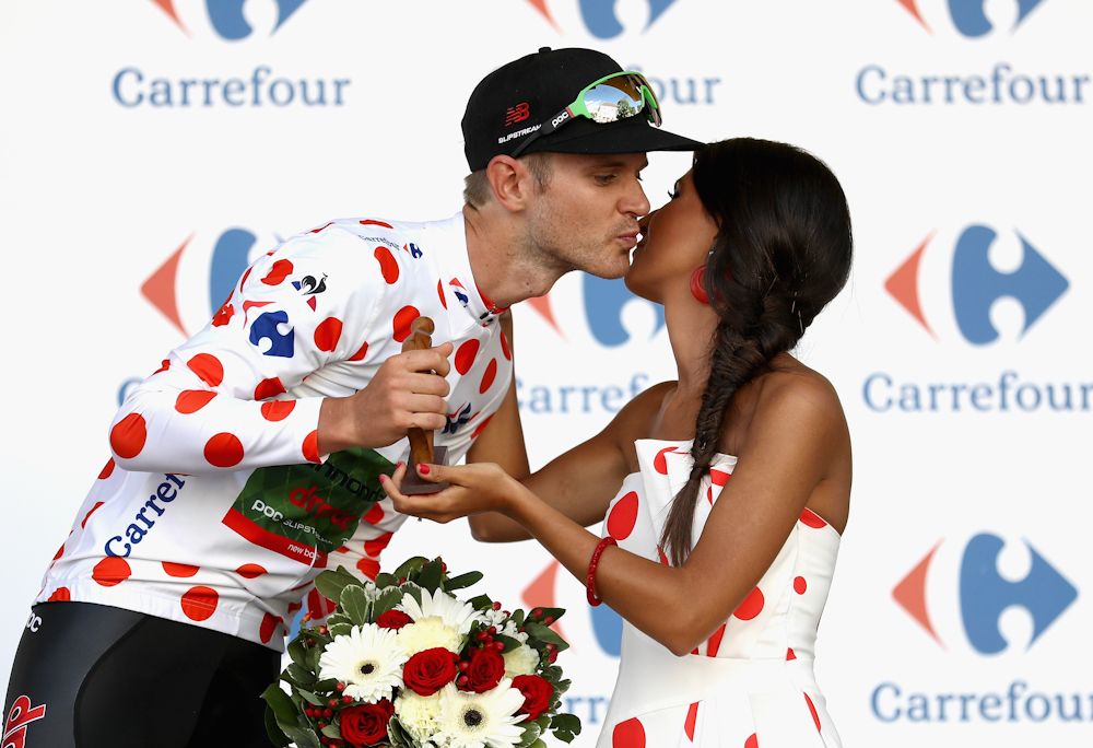 Nathan Brown (Cannondale-Drapac) in polka dots after stage 3 at the Tour de France