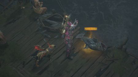 Catching a Neme-Senga fish during the Diablo 4 The One That Got Away quest
