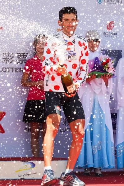 Ghader Misbani (Tabriz) celebrates his KOM win for the tour