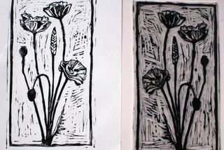 lino printmaking: compare lino block and print