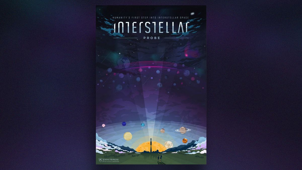 A poster for the potential Interstellar Probe mission, which would seek to lay the foundation for future journeys to other star systems.