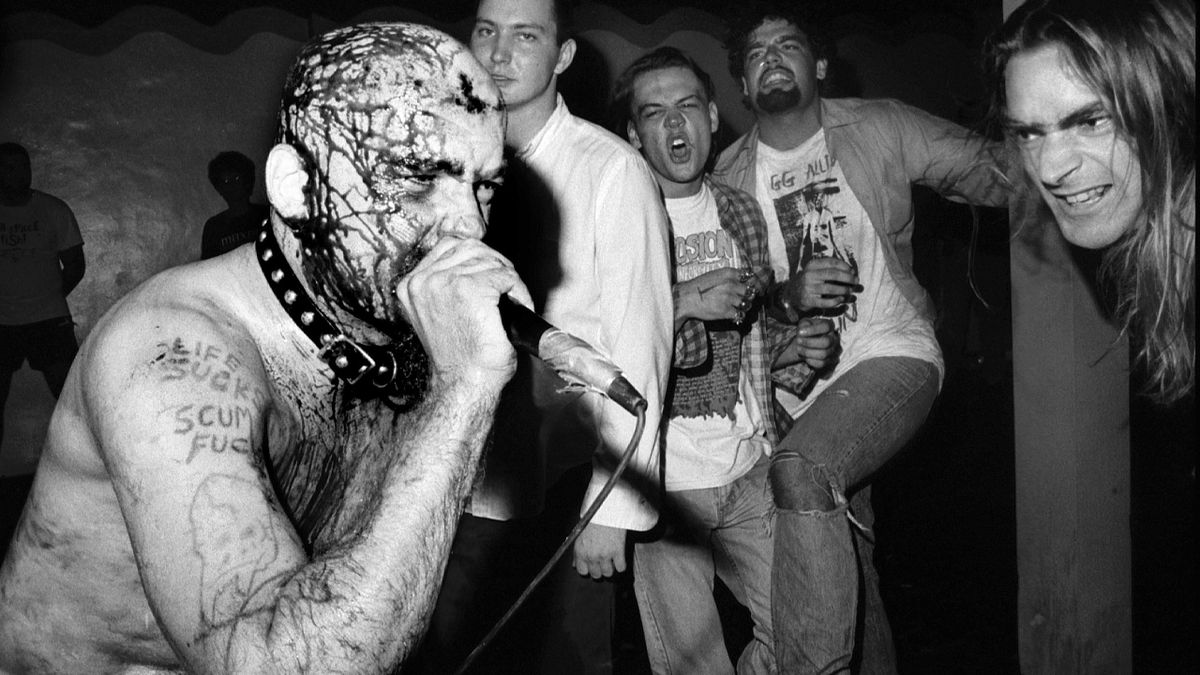 GG Allin covered in blood on stage