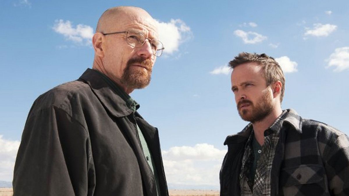 (L, R) Bryan Cranston as Walter White and Aaron Paul as Jesse Pinkman in Breaking Bad