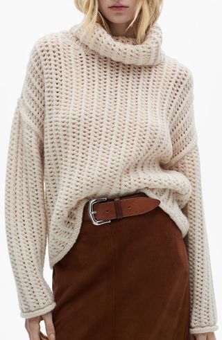 Openwork Turtleneck Sweater