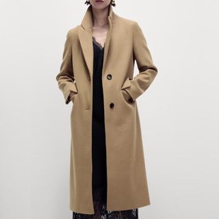 M&S Longline Tailored Coat in camel 