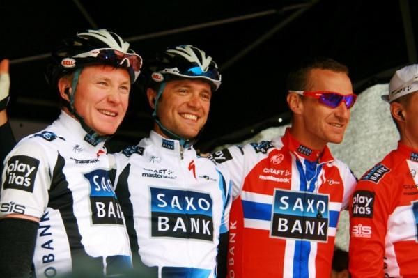 The riders from Saxo Bank were in a good mood before the start.