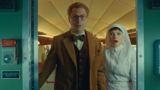 Michael Cera and Mia Threapleton in The Phoenician Scheme