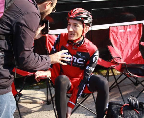 Marco Pinotti (BMC) interviewed before the training ride.