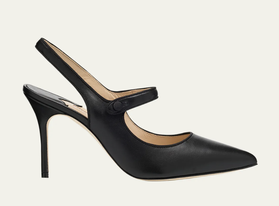 Manolo Blahnik, Camparisli Leather Mary Jane Slingback Pumps