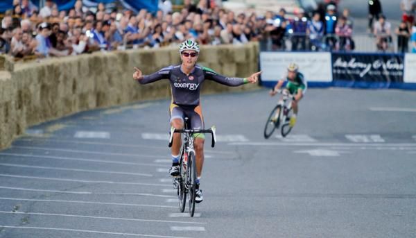 Carlos Alzate (Team Exergy) gaps his breakaway partner for the win